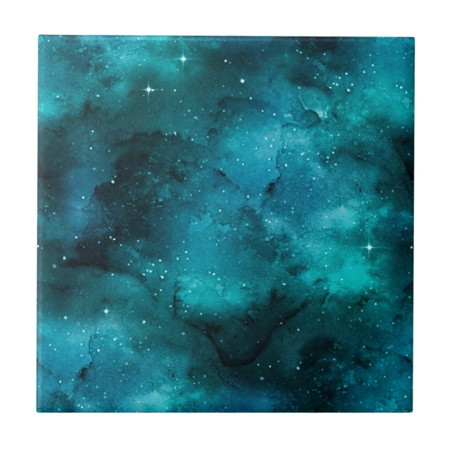 Teal Galaxy Series Design 7 Kakelplatta (Framsidan)