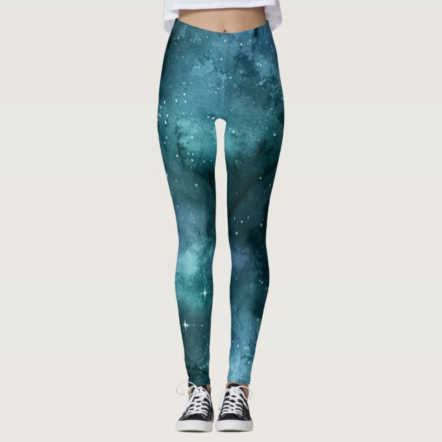 Teal Galaxy Series Design 7  Leggings (Framsida)