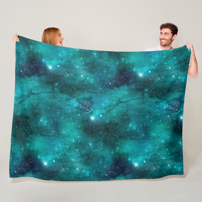 Teal Galaxy Series Design 8  Fleecefilt (På plats)
