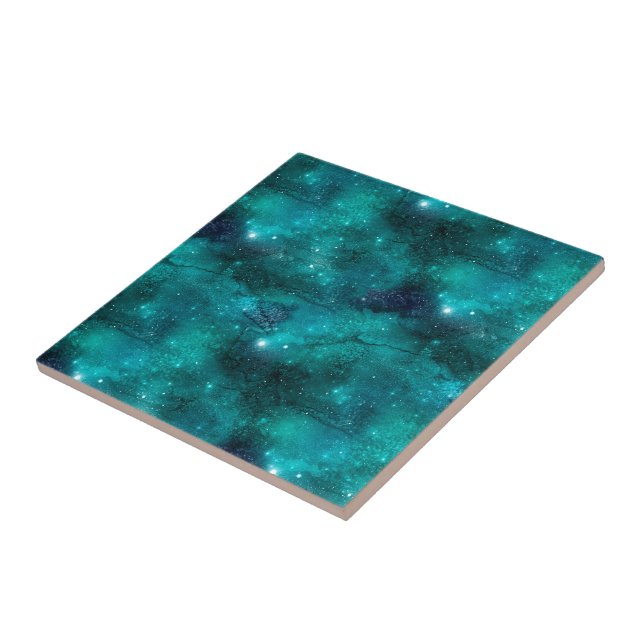 Teal Galaxy Series Design 8 Kakelplatta (Sidan)