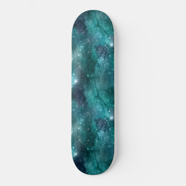 Teal Galaxy Series Design 8 Mini Skateboard Bräda 18,5 Cm (Framsida)