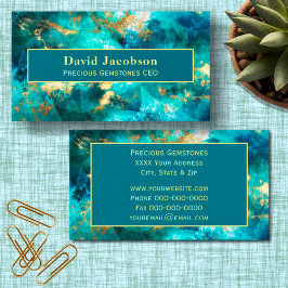 Teal Gemstone med Guld Geometric Visitkort