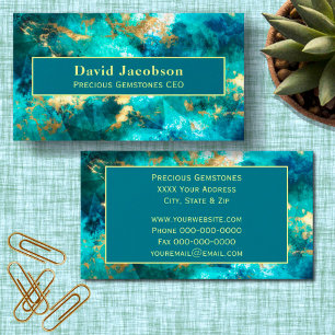 Teal Gemstone med Guld Geometric Visitkort