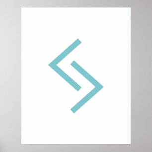 Teal Geometric Jera (år) Viking Rune Poster