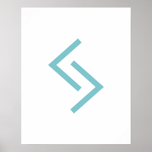 Teal Geometric Jera (år) Viking Rune Poster (Framsidan)