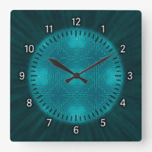 Teal Geometric Mönster Clock