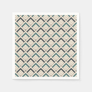 Teal Geometric Mönster Pappersservett