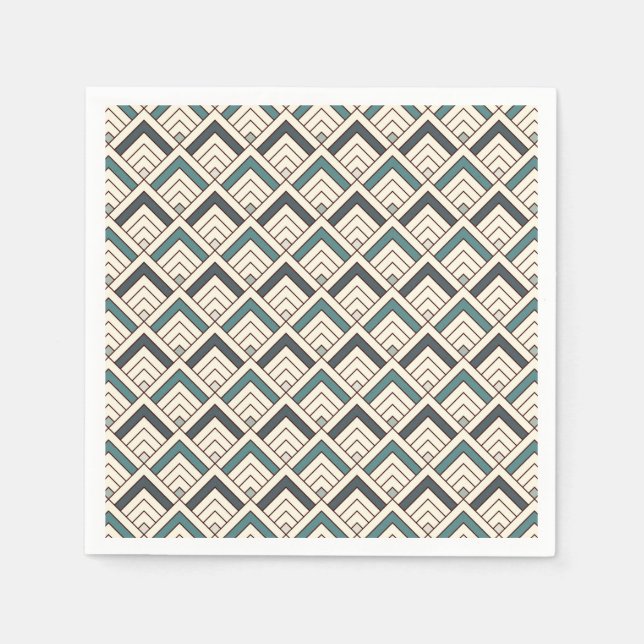 Teal Geometric Mönster Pappersservett (Framsidan)