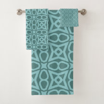 Teal Geometric Mönster Towel