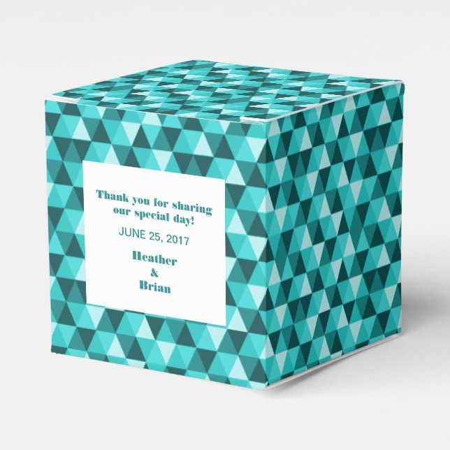 Teal Geometric Triangles Favor Box Presentaskar (Framsidan Sidan)