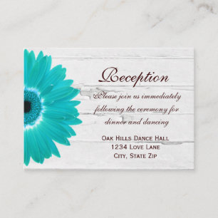 Teal Gerber Daisy bröllop Reception Direction Card Tilläggskort