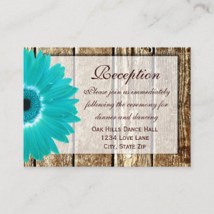 Teal Gerber Daisy bröllop Reception Direction Card Tilläggskort