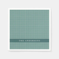 Teal Gingham Anpassad Familjenamn Underhållning