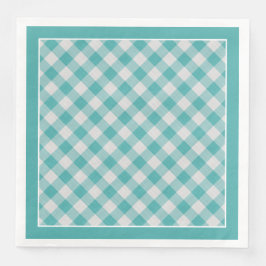 Teal Gingham Checks Mönster for Tillfällen Pappersservett