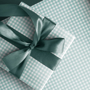 Teal gingham, enkel söt, liten kontroll gjord presentpapper