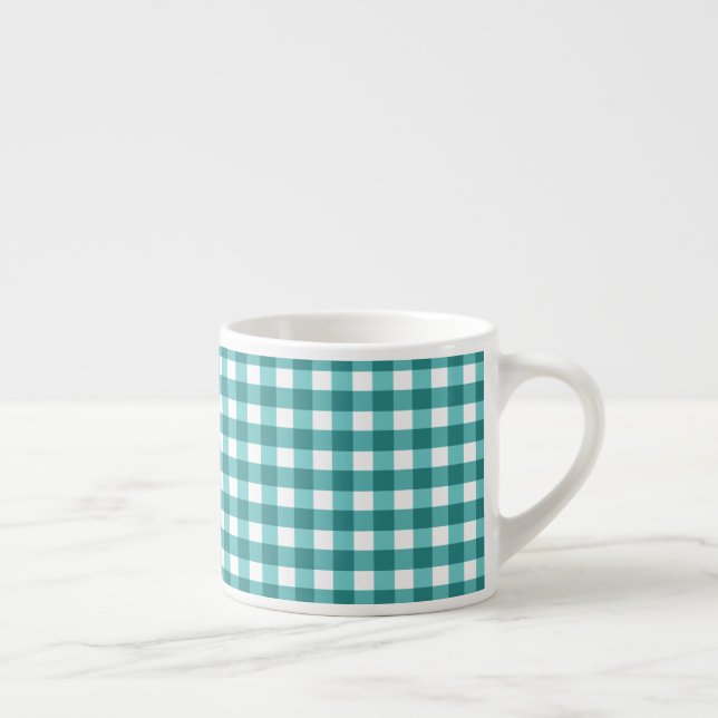 Teal gingham espressomugg (Höger)