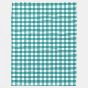Teal gingham fleecefilt