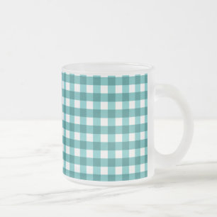 Teal gingham frostad glasmugg