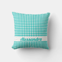 Teal Gingham Land Farmhouse Kudde