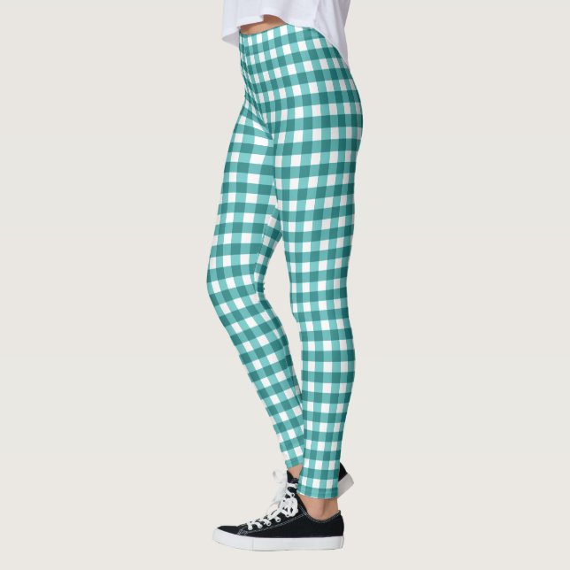 Teal gingham leggings (Vänster)