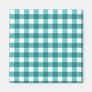 Teal gingham magnet