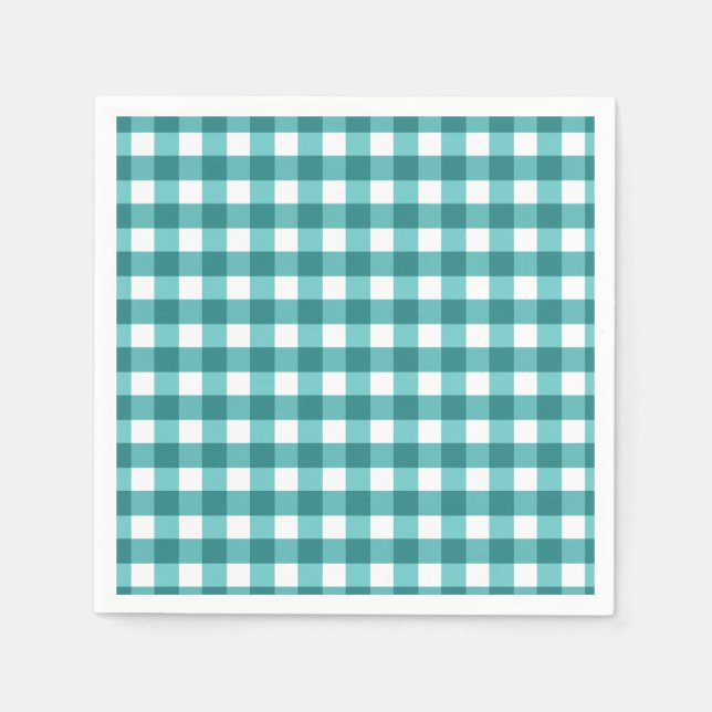 Teal gingham pappersservett (Framsidan)