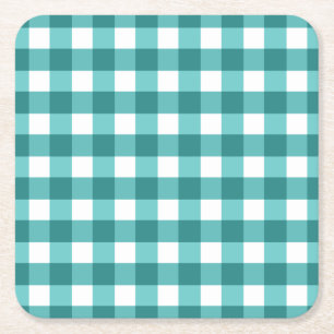 Teal gingham underlägg papper kvadrat