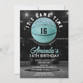 Teal Girls Basketball Birthday Inbjudningar