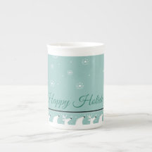 Teal Glad helg Bone China Mugg