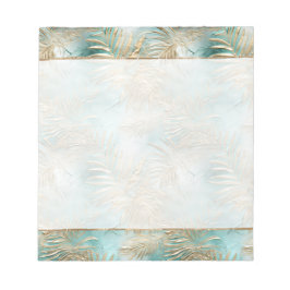 Teal Glam Guld White Tropical Löv Anteckningsblock