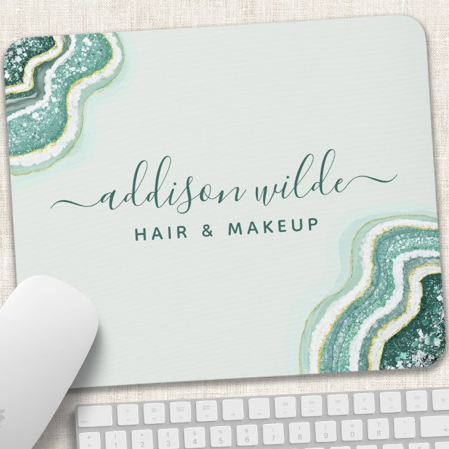 Teal Glitter Agate Geode Luxe Chic Musmatta (Skapare uppladdad)