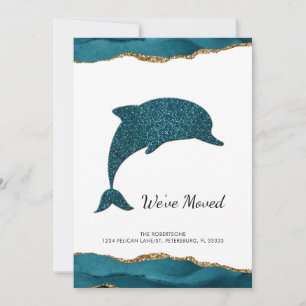 Teal Glitter Dolphin Ny adress Flytta Meddelande