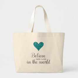 Teal Glitter Heart-inspiration Jumbo Tygkasse