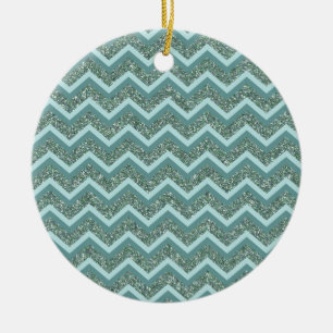 Teal Glitter Julgransprydnad Keramik