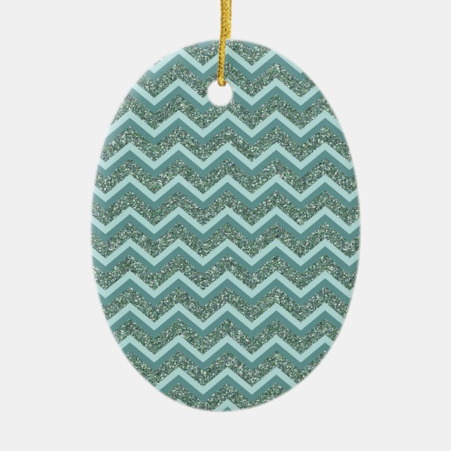 Teal Glitter Julgransprydnad Keramik (Framsidan)