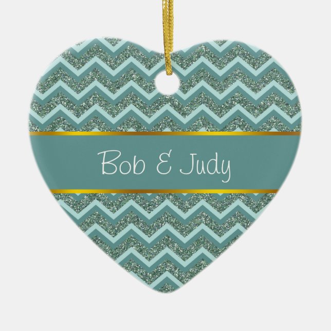 Teal Glitter Julgransprydnad Keramik (Framsidan)
