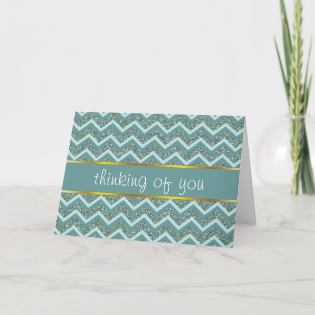 Teal Glitter Kort (Framsida)