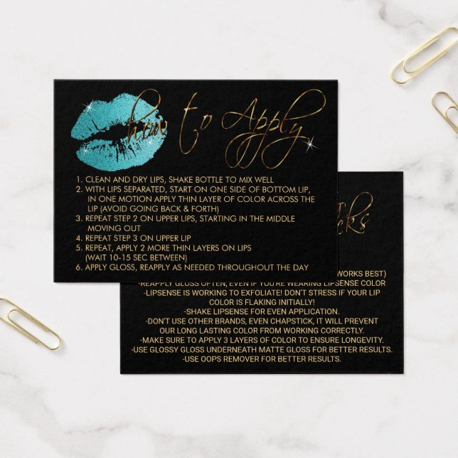 Teal Glitter Läppar - Hur ansökan ska göras Visitkort (Kontor)