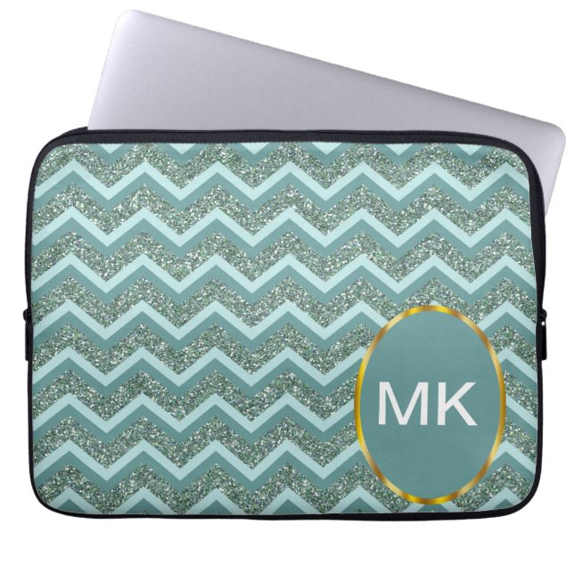 Teal Glitter Laptop Fodral (Framsidan)