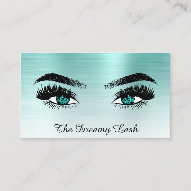 *~* TEAL Glitter Lash QR Brows Extensions Visitkort (Framsida)
