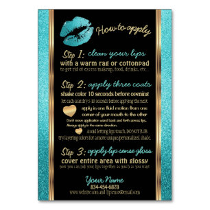 Teal Glitter Lip How to Apply Instructions Bordsnummer