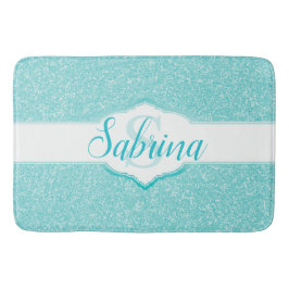 Teal Glitter Monogram Badrumsmatta