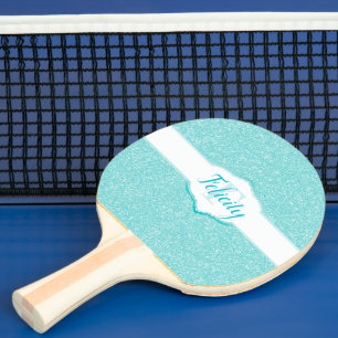 Teal Glitter Monogram Ping Pong Paddle Pingisracket
