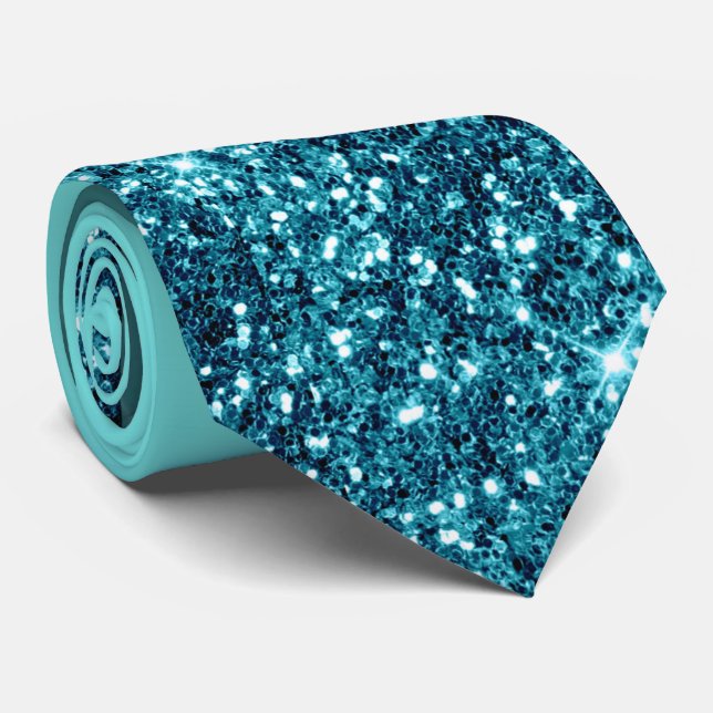 Teal Glitter Necktie Slips (Rullad)
