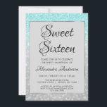 Teal Glitter och Silver Sweet 16 Birthday Inbjudningar<br><div class="desc">Blue Teal Glitter och Silver Foil Glam Sweet sixteen för en 16:e födelsedagsfest firande. Denna moderna inbjudan är perfekt för en Teal Glitter och Silver Foil Girly Sweet 16-Födelsedagsfest. Kontakta designern om du vill ha anpassade matchande objekt.</div>