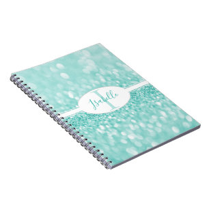 Teal Glitter personalize bärbar dator Anteckningsbok