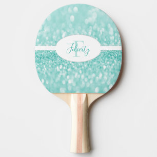 Teal Glitter personalize Ping Pong Paddle Pingisracket