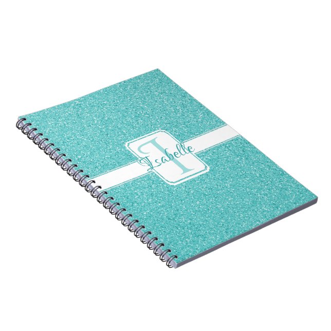 Teal Glitter Personlig bärbar dator Anteckningsbok (Högra Sidan)