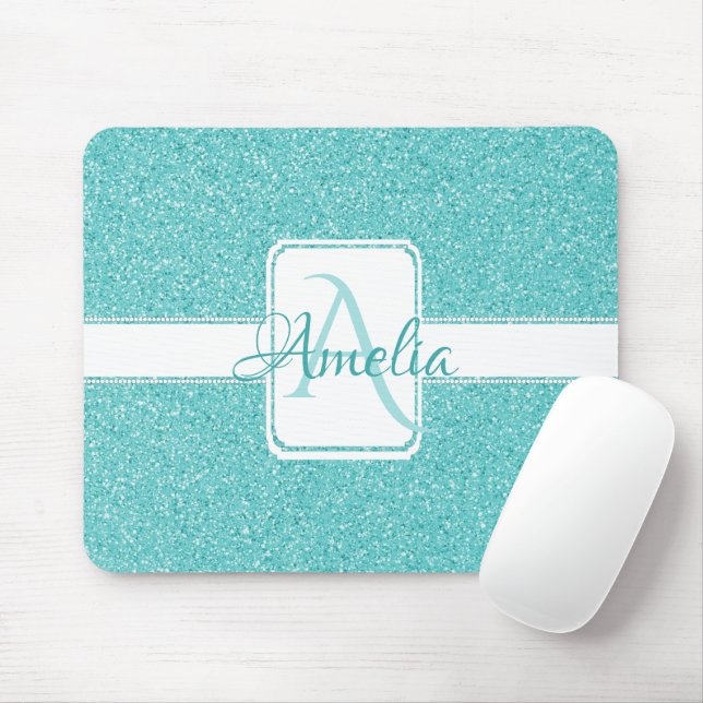 Teal Glitter Personlig Mouse Pad Musmatta (Med mus)