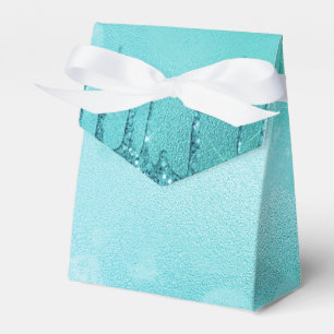 Teal Glitter Rain på lyxen Metall Marble Presentaskar